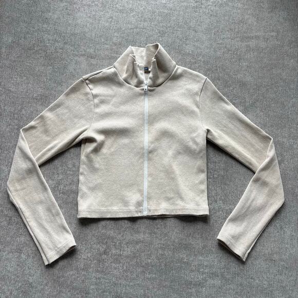 Brandy Melville Jackets & Blazers - Brandy Melville Cotton Cream Cropped Zip Jacket